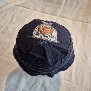 Oshkosh boys bucket hat 2T-4T blue with bulldog on top VGUC minor fade